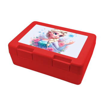 Elsa Princess, Children's cookie container RED 185x128x65mm (BPA free plastic)