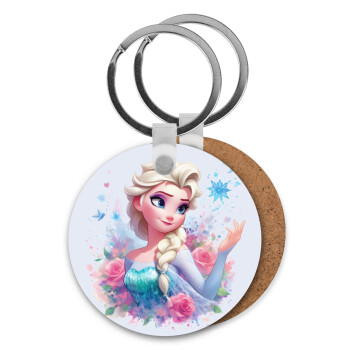 Elsa Princess, Μπρελόκ Ξύλινο στρογγυλό MDF Φ5cm