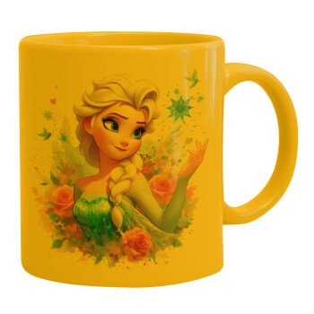 Elsa Princess, Κούπα, κεραμική κίτρινη, 330ml