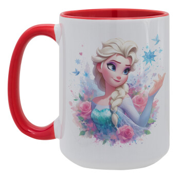 Elsa Princess, Κούπα Mega 15oz, κεραμική Κόκκινη, 450ml