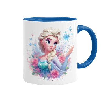 Elsa Princess, Κούπα χρωματιστή μπλε, κεραμική, 330ml