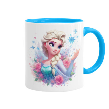 Elsa Princess, Κούπα χρωματιστή γαλάζια, κεραμική, 330ml