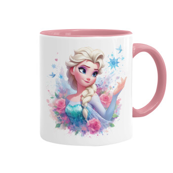 Elsa Princess, Κούπα χρωματιστή ροζ, κεραμική, 330ml