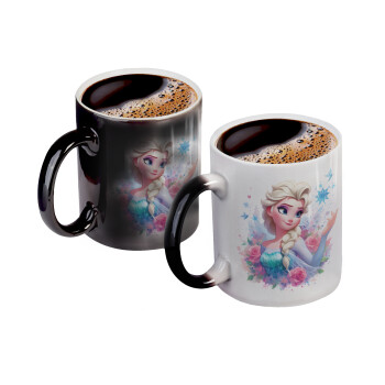 Elsa Princess, Color changing magic Mug, ceramic, 330ml when adding hot liquid inside, the black colour desappears (1 pcs)