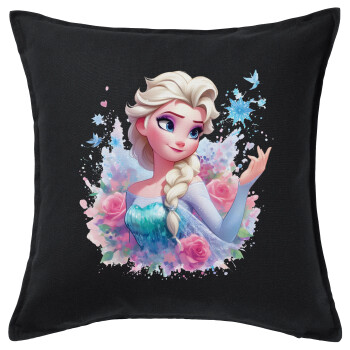 Elsa Princess, Sofa cushion black 50x50cm includes filling