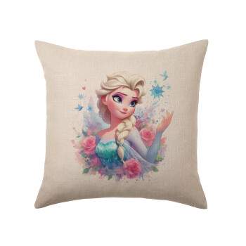 Elsa Princess, Μαξιλάρι καναπέ ΛΙΝΟ 40x40cm περιέχεται το  γέμισμα