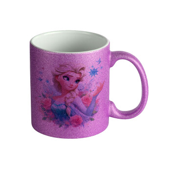 Elsa Princess, Κούπα Μωβ Glitter που γυαλίζει, κεραμική, 330ml