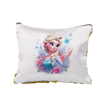 Elsa Princess, Sequin Gold Pouch Cosmetic Bag