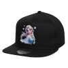 Children's Flat Snapback Hat, Black (100% COTTON, CHILD, UNISEX, ONE SIZE)