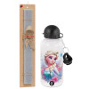 Easter Set, metallic aluminum water bottle (500ml) & aromatic flat Easter candle (30cm) (GRAY)