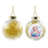 Transparent Christmas tree ball ornament with gold filling 8cm