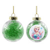 Transparent Christmas tree ball ornament with green filling 8cm