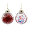 Transparent Christmas tree ball ornament with red filling 8cm