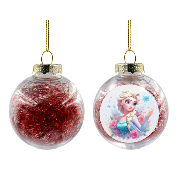 Elsa Princess, Transparent Christmas tree ball ornament with red filling 8cm