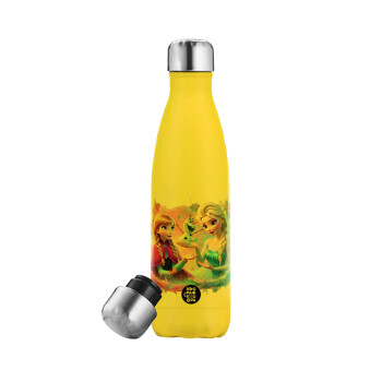 Elsa & Anna Princess, Yellow Stainless Steel Metallic Thermos, double-walled, 500ml