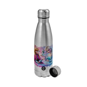 Elsa & Anna Princess, Metallic water bottle, stainless steel, 750ml