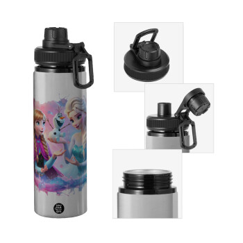 Elsa & Anna Princess, Metallic water bottle with safety cap, 850ml aluminum