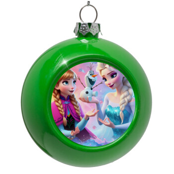 Elsa & Anna Princess, Green Christmas tree ornament bauble 8cm