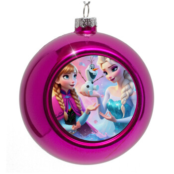 Elsa & Anna Princess, Purple Christmas tree ornament bauble 8cm