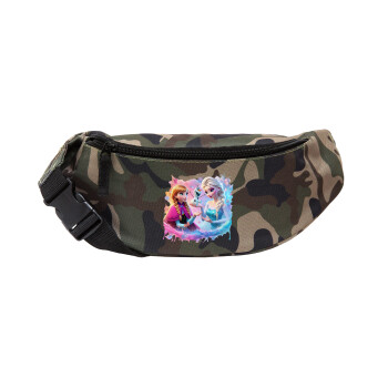 Elsa & Anna Princess, Unisex waist bag (banana) in Jungle camouflage color with 2 pockets