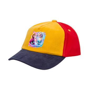 Elsa & Anna Princess, Children's Baseball Cap, 100% Cotton Drill, Yellow/Blue/Red (COTTON, CHILDREN'S, ONE SIZE)