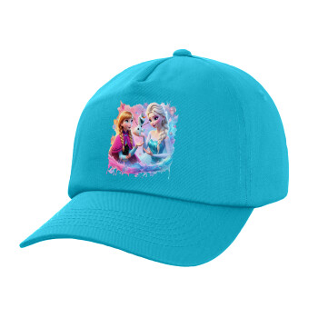 Elsa & Anna Princess, Adult Baseball Cap, 100% Cotton, Blue (COTTON, ADULT, UNISEX, ONE SIZE)