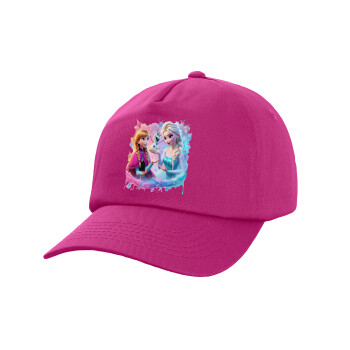 Elsa & Anna Princess, Children's Baseball Cap, 100% Cotton Twill, Fuchsia (COTTON, CHILDREN'S, UNISEX, ONE SIZE)