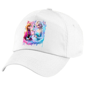 Elsa & Anna Princess, Children's Baseball Cap, 100% Cotton Twill, White (COTTON, CHILDREN'S, UNISEX, ONE SIZE)