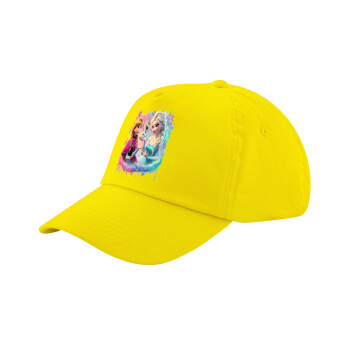 Elsa & Anna Princess, Child's Baseball Cap, 100% Cotton Twill, Yellow (COTTON, CHILD, UNISEX, ONE SIZE)