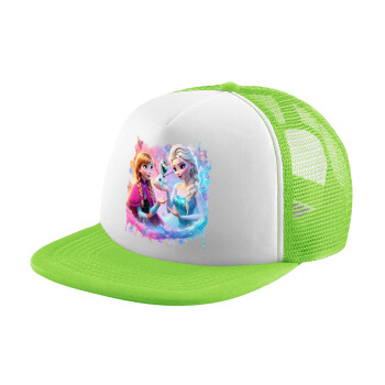 Elsa & Anna Princess, Adult Soft Trucker Hat with Mesh GREEN/WHITE (POLYESTER, ADULT, ONE SIZE)