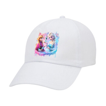 Elsa & Anna Princess, Adult Baseball Cap White 5-panel (POLYESTER, ADULT, UNISEX, ONE SIZE)