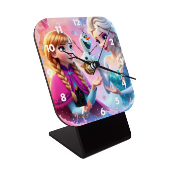 Elsa & Anna Princess, Quartz Wooden table clock with hands (10cm)