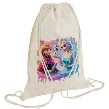 Elsa & Anna Princess, Backpack bag GYMBAG natural (28x40cm)