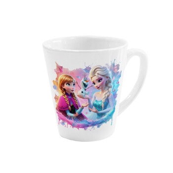 Elsa & Anna Princess, Κούπα κωνική Latte Λευκή, κεραμική, 300ml