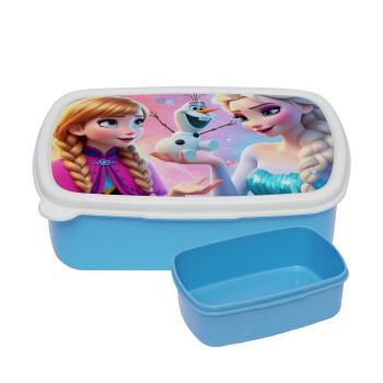 Elsa & Anna Princess, ΜΠΛΕ παιδικό δοχείο φαγητού (lunchbox) πλαστικό (BPA-FREE) Lunch Βox M18 x Π13 x Υ6cm