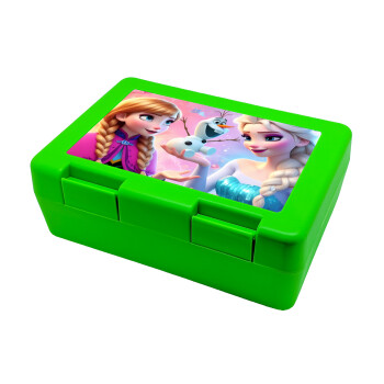 Elsa & Anna Princess, Children's cookie container GREEN 185x128x65mm (BPA free plastic)