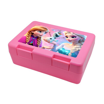 Elsa & Anna Princess, Children's cookie container PINK 185x128x65mm (BPA free plastic)