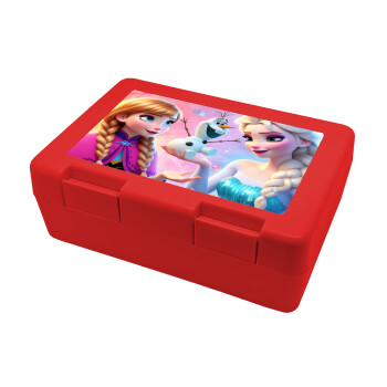 Elsa & Anna Princess, Children's cookie container RED 185x128x65mm (BPA free plastic)