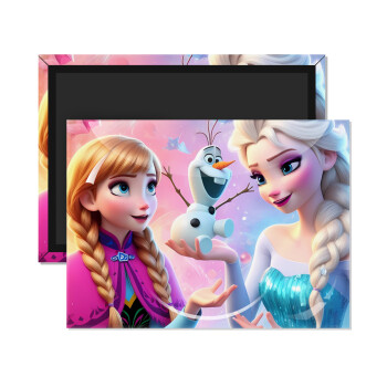 Elsa & Anna Princess, Ορθογώνιο μαγνητάκι ψυγείου διάστασης 9x6cm