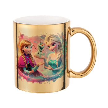 Elsa & Anna Princess, Mug ceramic, gold mirror, 330ml