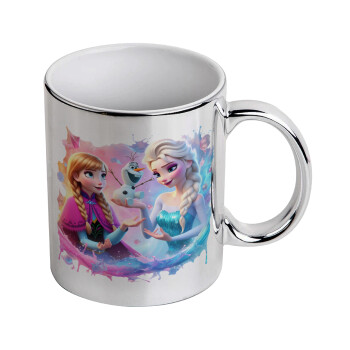 Elsa & Anna Princess, Mug ceramic, silver mirror, 330ml