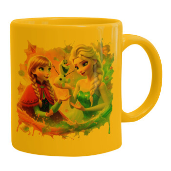 Elsa & Anna Princess, Ceramic coffee mug yellow, 330ml