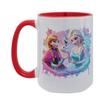 Elsa & Anna Princess, Κούπα Mega 15oz, κεραμική Κόκκινη, 450ml