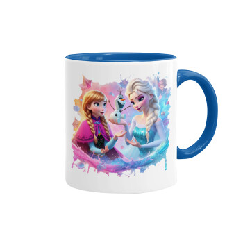 Elsa & Anna Princess, Mug colored blue, ceramic, 330ml