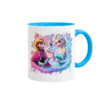 Elsa & Anna Princess, Mug colored light blue, ceramic, 330ml