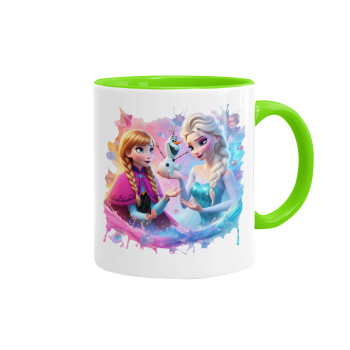 Elsa & Anna Princess, Mug colored light green, ceramic, 330ml