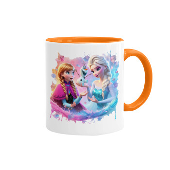 Elsa & Anna Princess, Mug colored orange, ceramic, 330ml