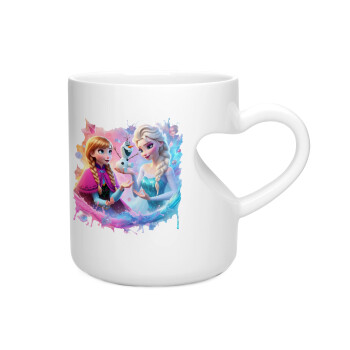 Elsa & Anna Princess, Κούπα καρδιά λευκή, κεραμική, 330ml