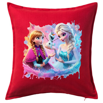 Elsa & Anna Princess, Sofa cushion RED 50x50cm includes filling