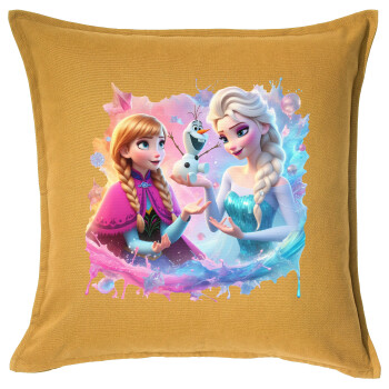 Elsa & Anna Princess, Sofa cushion YELLOW 50x50cm includes filling